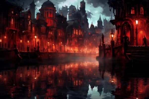 LM Spilsbury The Vampyre's Household: a canal in Brugenzee